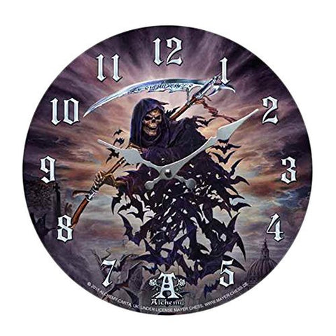 Tithe To Hell Skeleton Decor Wall Clock Round Plate Diameter 13.5"
