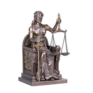 Pacific Giftware Seated Cold Cast Bronze Lady Justice Statue Home Decor