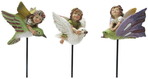 Pacific Giftware Mini Fairy Garden Fairies Stakes Set of 3 Decorative Mini Garden Accessories