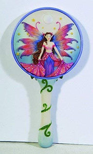10 Inch Cold Cast Resin "Visitor" Fairy Hand Held Mirror, White
