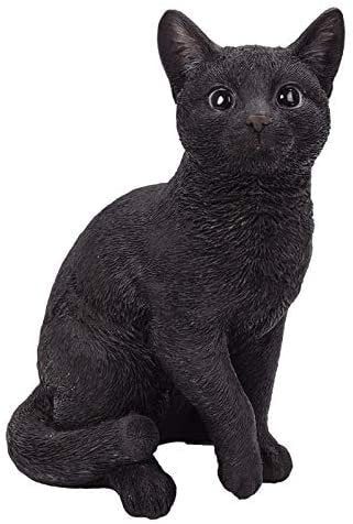Pacific Giftware 12" Realistic Black Cat Glass Eyes Statue Home Decor