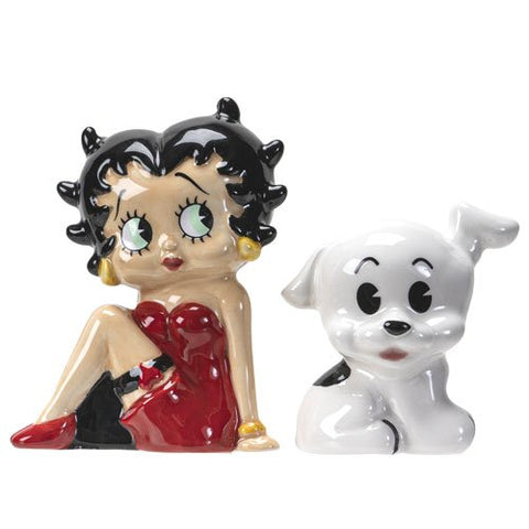 Botega Exclusive Betty Boop & Pudgy Dog Ceramic Salt and Pepper Shaker Set American Classic Novelty Collectible
