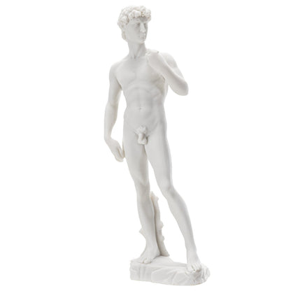 12.5 Inch Michelangelo's "David" Nude Renaissance Masterpiece Replica Resin Sculpture Marble White Finish