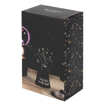 Palmistry Symbols Fortune Telling Statue Ceramic Hand Figurine (Black)