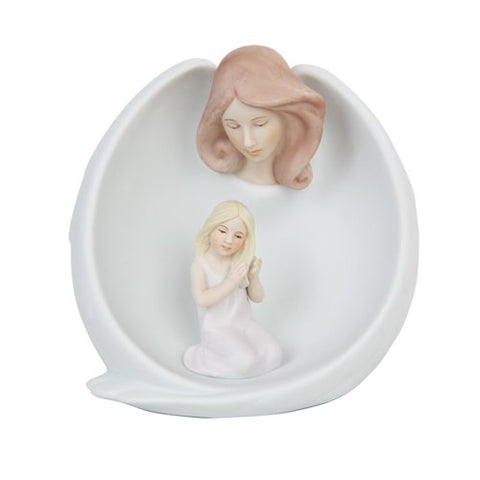 Botega Exclusive Guardian Angel Protecting Baby Girl Religious Statue Fine Porcelain 4.75” Tall