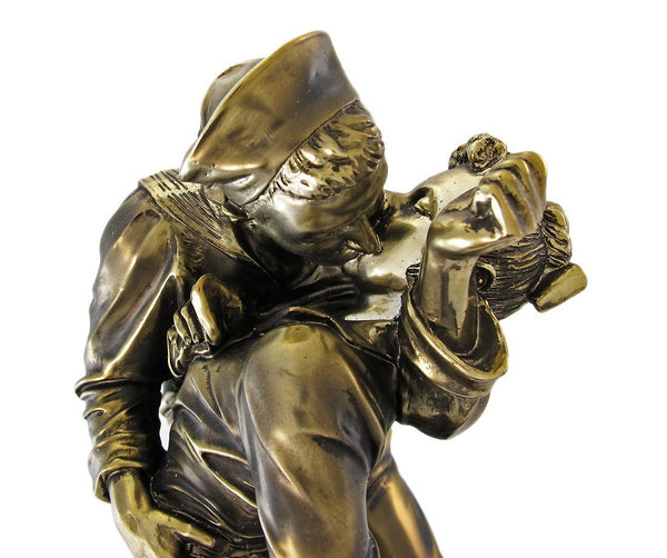 12 Inch Sailor Kissing Nurse Historic Navy Scene Resin Statue Figurine