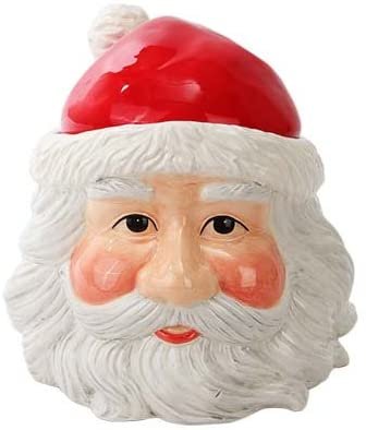 Botega Exclusive Santa Head Cookie Jar Hat Top 7.75” Tall