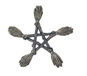 Wiccan and Witchcraft Broomsticks Pentacle Wall Decor 7" W