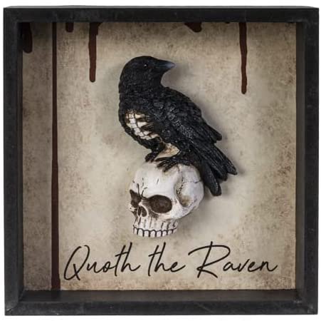 Pacific Giftware Edgar Allen Poe Inspired Quoth the Raven Wall Plaque Shadowbox with Frame 8” Tall