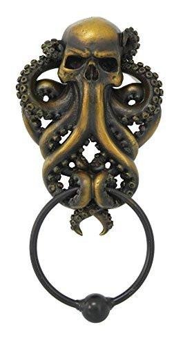 Decorative Octopus Skull Monster Resin Door Knocker with Cast Iron Knocker Wall Sculpture