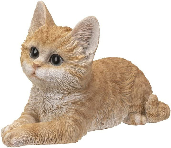 5" Orange Tabby Kitty Real Looking Laying Down Cat Collection Figurine