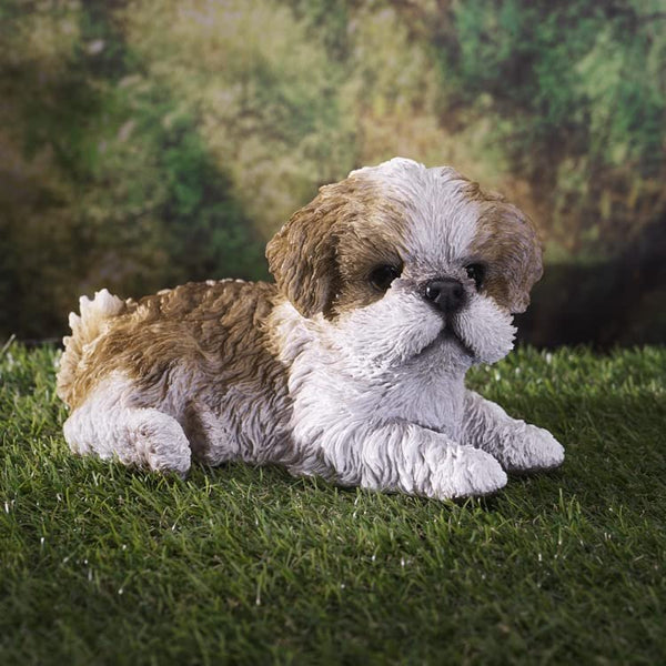 5" Shih Tzu Puppy Dog Real Looking Laying Down Cat Collection Figurine