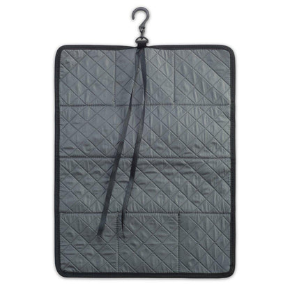 Quilted Shoulder Beauty Bag With Brush Storage Pocket Ideal for Cosmetic Bottles Brushes (Grey)