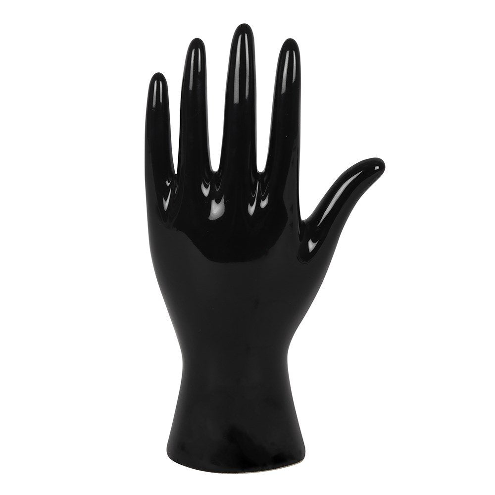 Palmistry Symbols Fortune Telling Statue Ceramic Hand Figurine (Black)