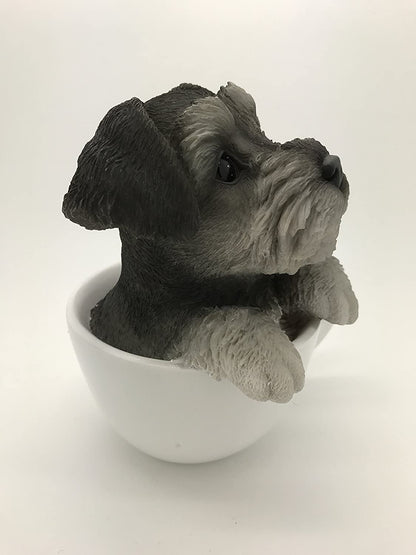 Pacific Giftware Adorable Schnauzer Teacup Pet Pals Puppy Collectible Figurine 5.75 Inches
