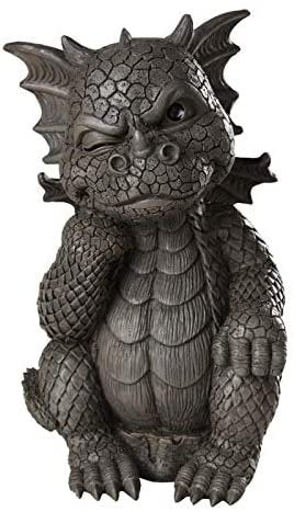 Botega Exclusive Garden Dragon Thinker Decorative Accent Faux Stone Sculpture 10.25” Tall