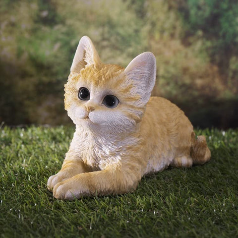 5" Orange Tabby Kitty Real Looking Laying Down Cat Collection Figurine