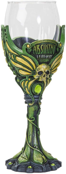 Summit Collection Absinthe La Fee Verte Green Fairy Wine Goblet Wine Glass 6.5 inches Tall 7 fl oz Chalice