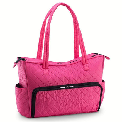 Quilted Shoulder Beauty Bag With Brush Storage Pocket Ideal for Cosmetic Bottles Brushes (Grey)