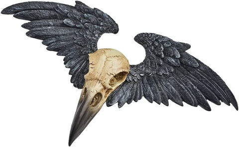 Ravenger Winged Raven Skull Resin Wall Plaque