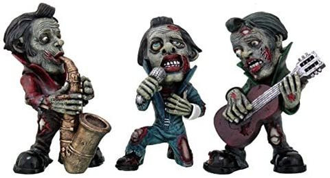 6.25 Inch Zombie Jazz Band Players Statue Figurines, Set of Three