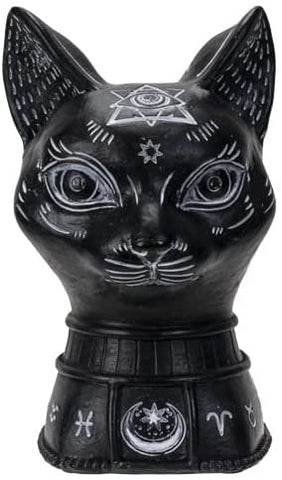 Botega Exclusive Carved Zodiac Black Cat Bust 6.81” Tall