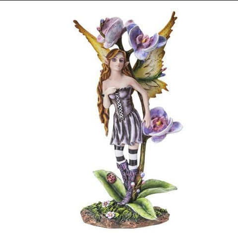 Pacific Giftware Tropical Orchid Fairy with Lavender Blush Corset Mini Dress Statue Figurine 9.25” Tall