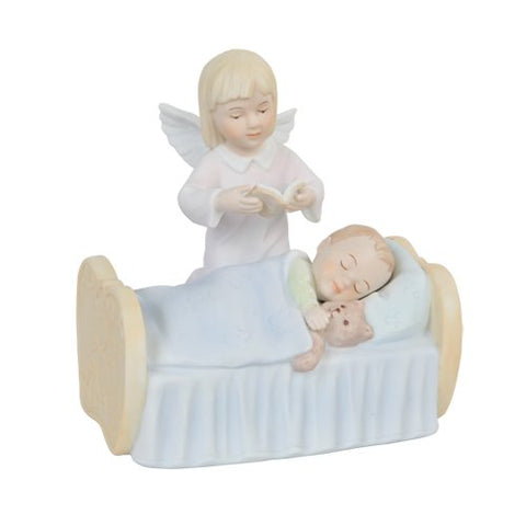 Botega Exclusive Guardian Angel Watching Over Baby Boy Religious Statue Fine Porcelain 4.25” Tall