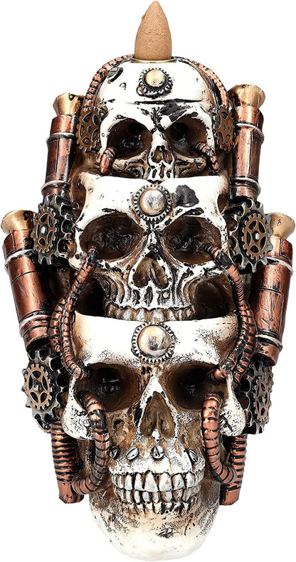 Steampunk Skulls Backflow Incense Burner Resin Figurine