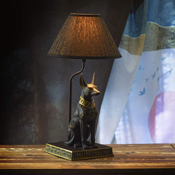 Pacific Giftware Egyptian God of Underworld Anubis Sculptural Table Lamp with Shade 18 inch Tall
