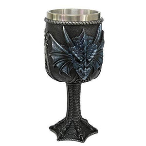 Winged Dragon Face Wine Goblet 12 oz with stainless steel inner