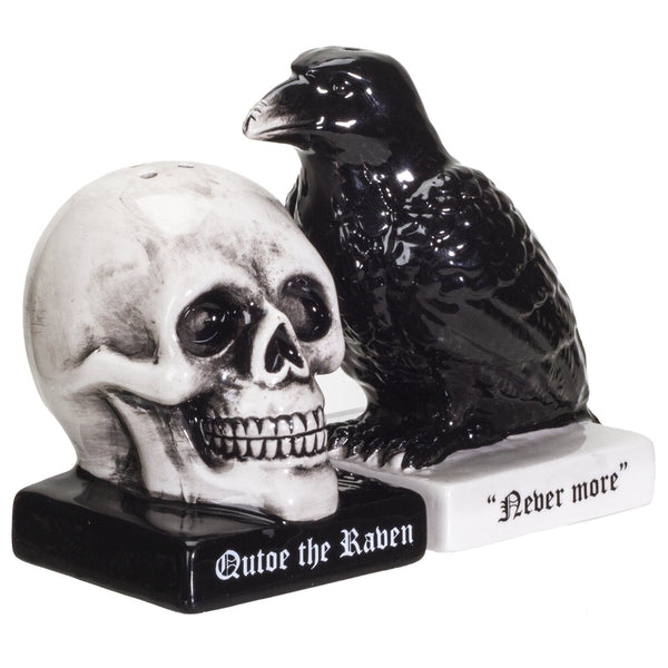 Quoth The Raven Halloween Ceramic Salt and Pepper Shakers Set