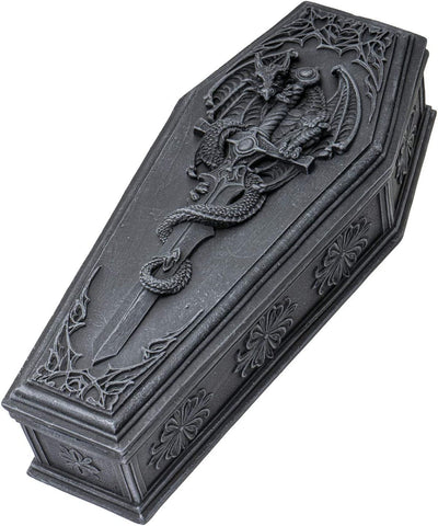 Summit Collection Gothic Dragon Sword Coffin Keepsake Box Collectible Sculpture Trinket Box 10 Inches