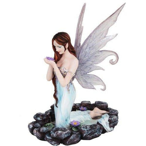BOTEGA EXCLUSIVE® Blue Water Princess Fairy Kneeling in Pond Mystical Statue Figurine