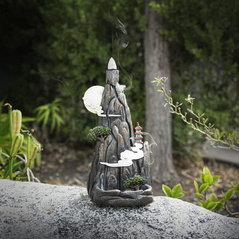 Asian Feng Shui Mountain Backflow Burner Holder Resin Figurine