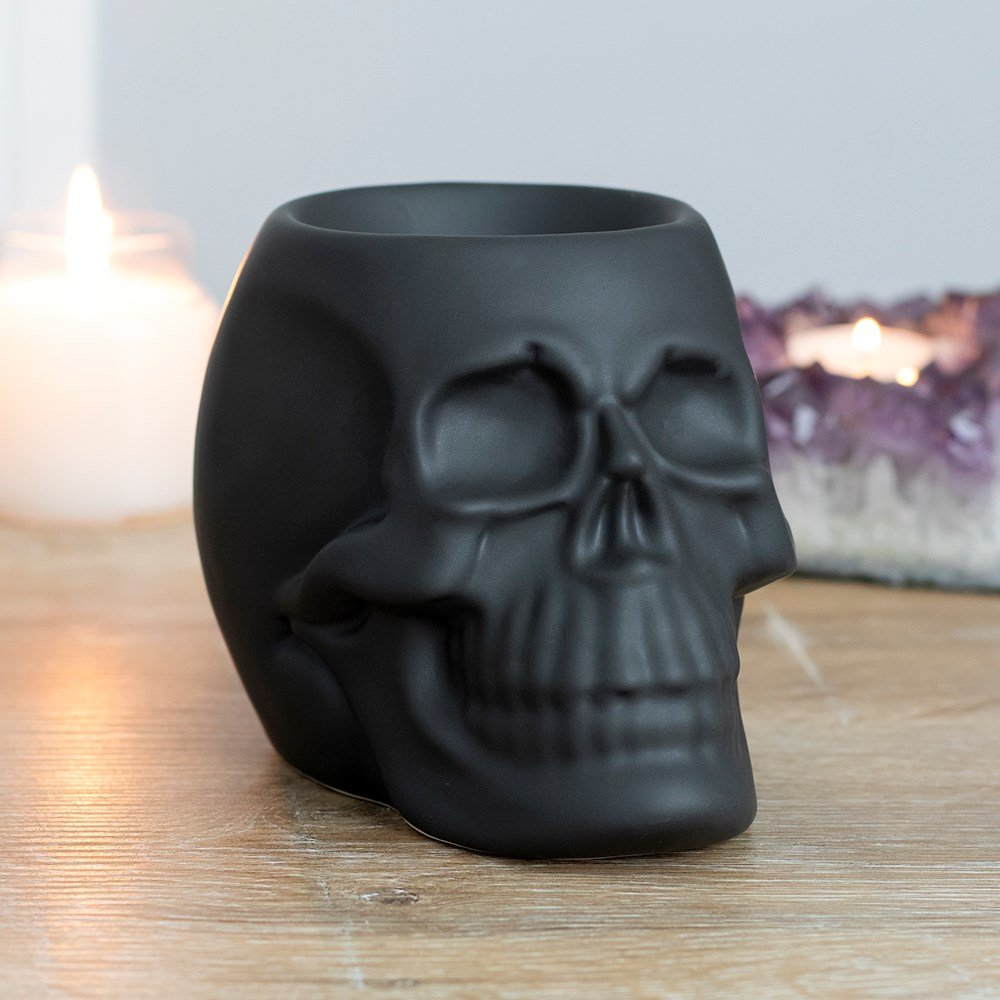 Pacific Giftware White Skull Aromatherapy Oil Burner Wax Warmer Tealight Holder