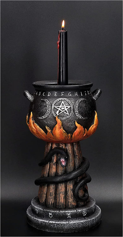 Triple Moon Cauldron Votive Holder Resin Figurine Home Decor