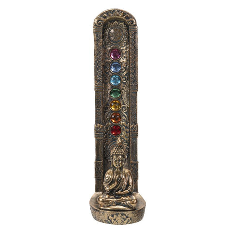 Pacific Giftware 7 Chakra Bronze Finished Sitting Buddha Incense Burner 9.25” Tall