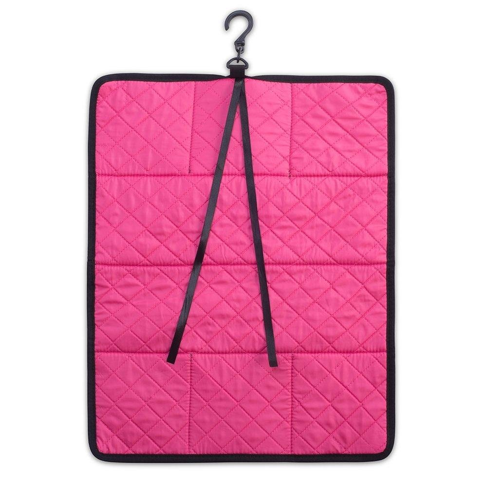 Quilted Shoulder Beauty Bag With Brush Storage Pocket Ideal for Cosmetic Bottles Brushes (Grey)
