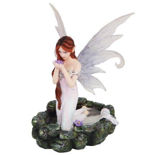 White Water Princess Fairy Kneeling in Pond Mystical Statue Figurine
