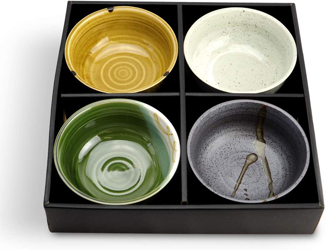 Made in Japan 5" Traditional Japanese Zen Bowl Set Multi Purpose Tableware Soup Sauce Bowl Set of 4