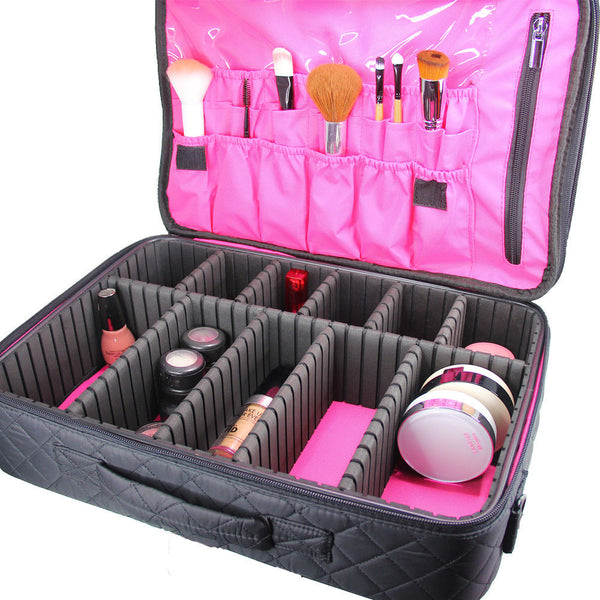 Makeup Train Case Cosmetic Travel Storage Organizer Dividers Bag Backpack