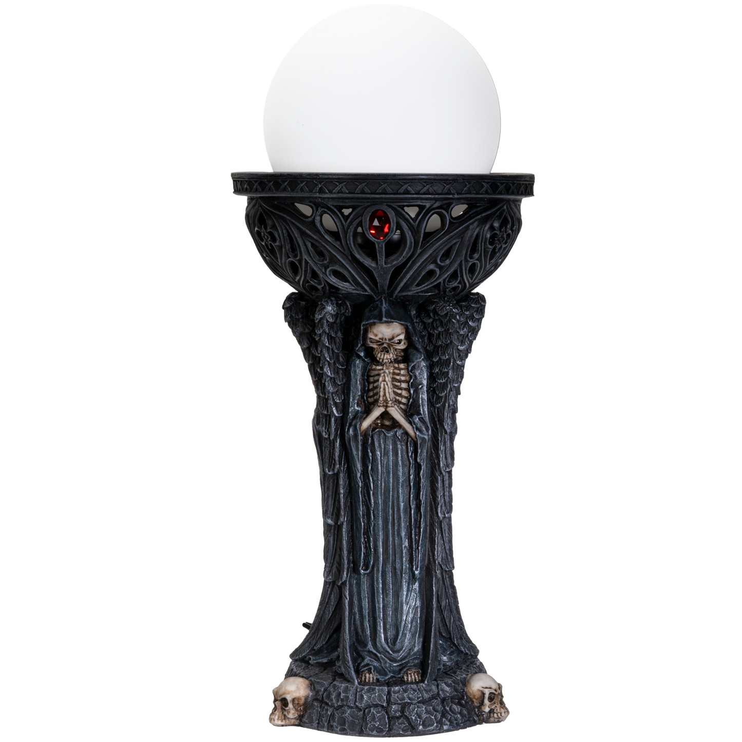 Gothic Fallen Angel of Death Demonic Satan Worshiper Round Orb Table Lamp Decorative Accent