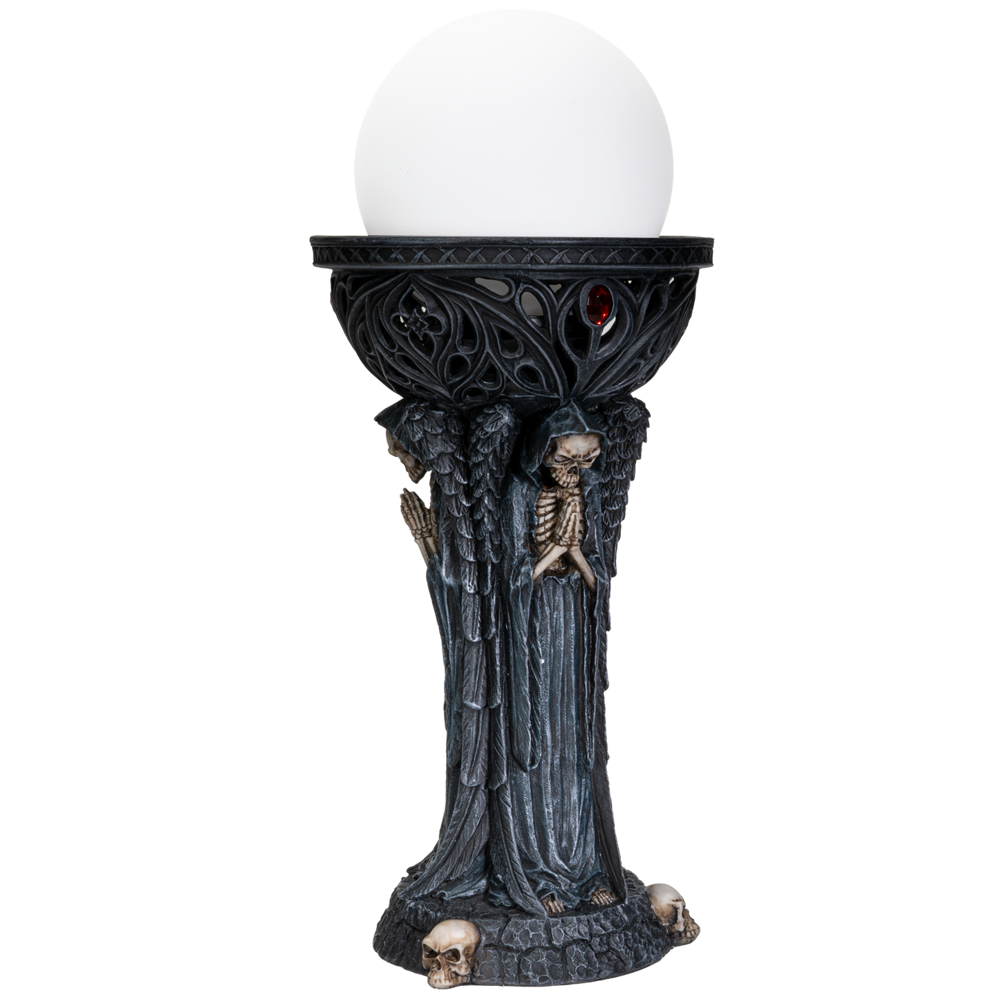 Gothic Fallen Angel of Death Demonic Satan Worshiper Round Orb Table Lamp Decorative Accent