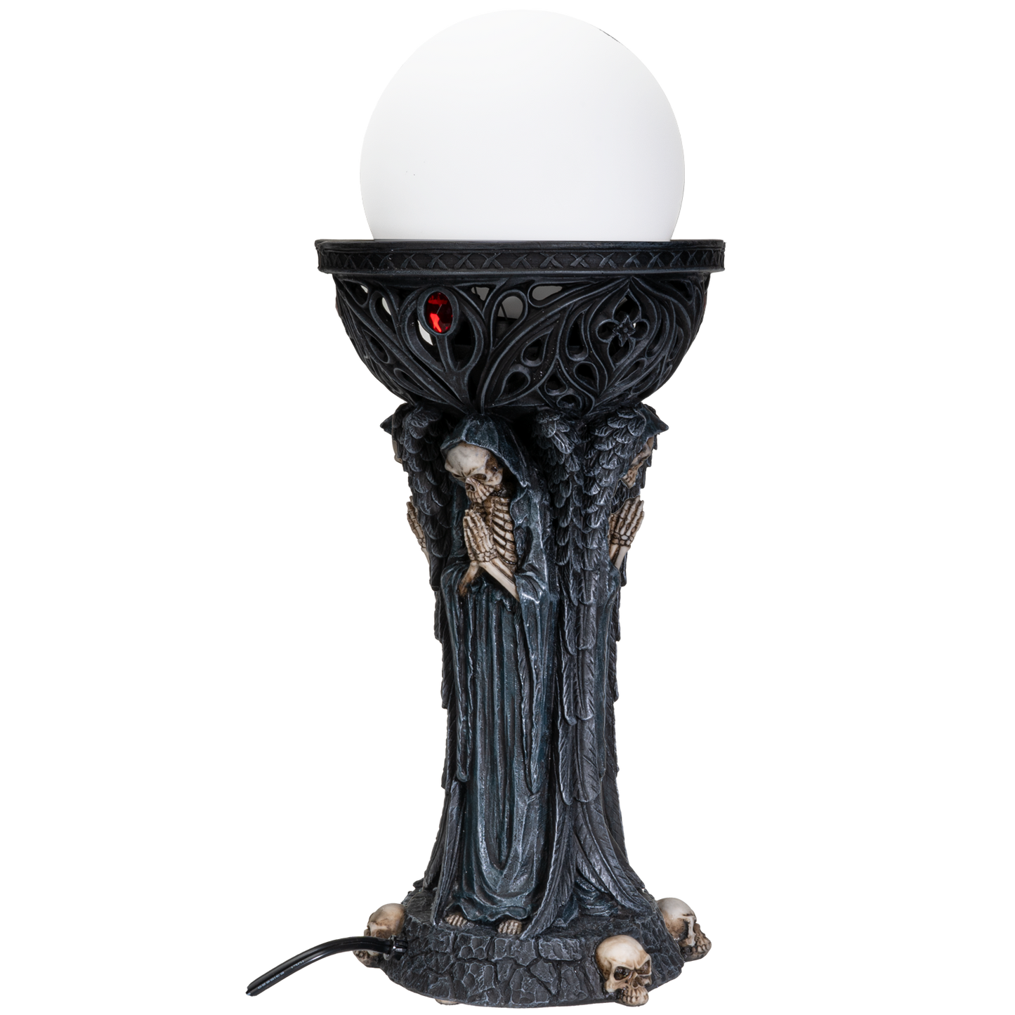 Gothic Fallen Angel of Death Demonic Satan Worshiper Round Orb Table Lamp Decorative Accent